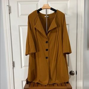 Women's Mustard Brown Button-Front Coat